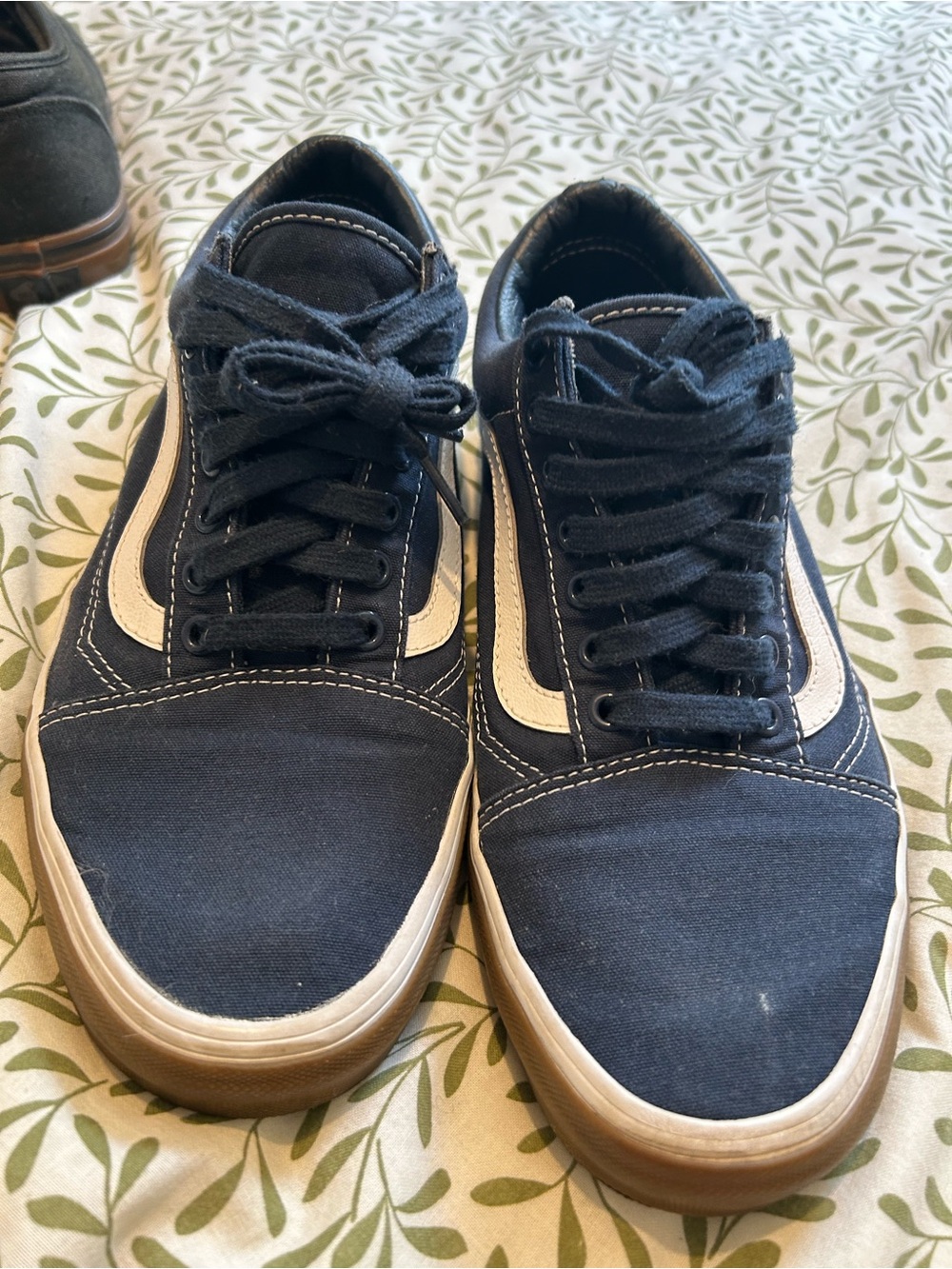 Vans Navy Canvas Low-Top Sneakers with Cream Side Stripe